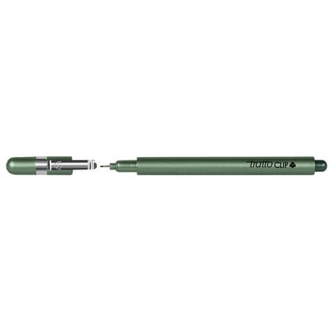 Penna a punta sintetica TRATTO Clip 0,8 mm verde 803804